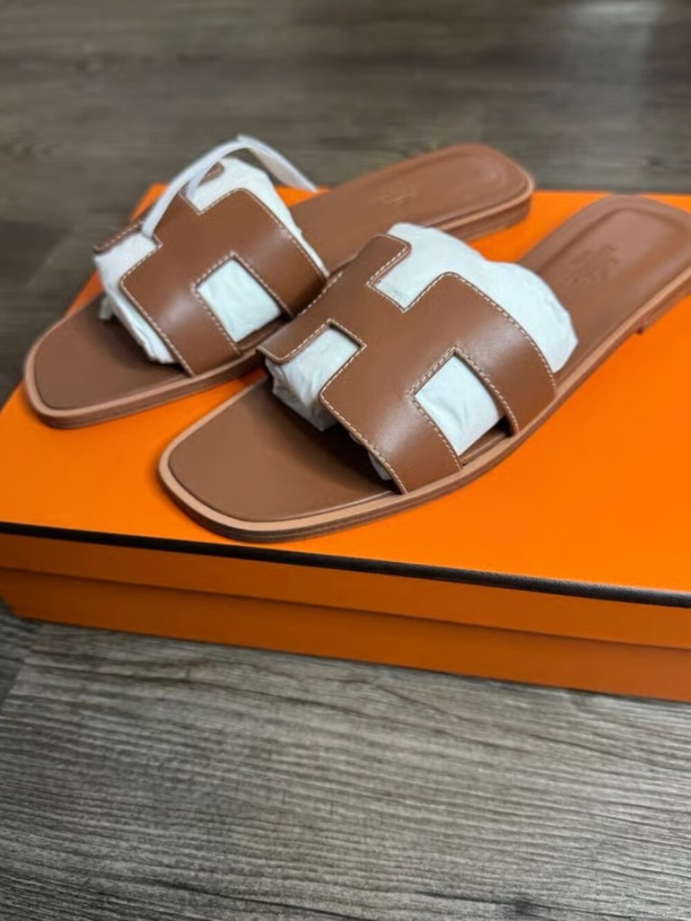 Brown Oasis Slide Sandals - Women's Leather Slides - Picture 2 of 8